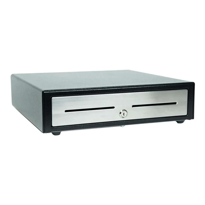 Star Micronics Europe Cash Drawer 14 inches Black with Stainless Steel Front 4 Bill 8 Coin