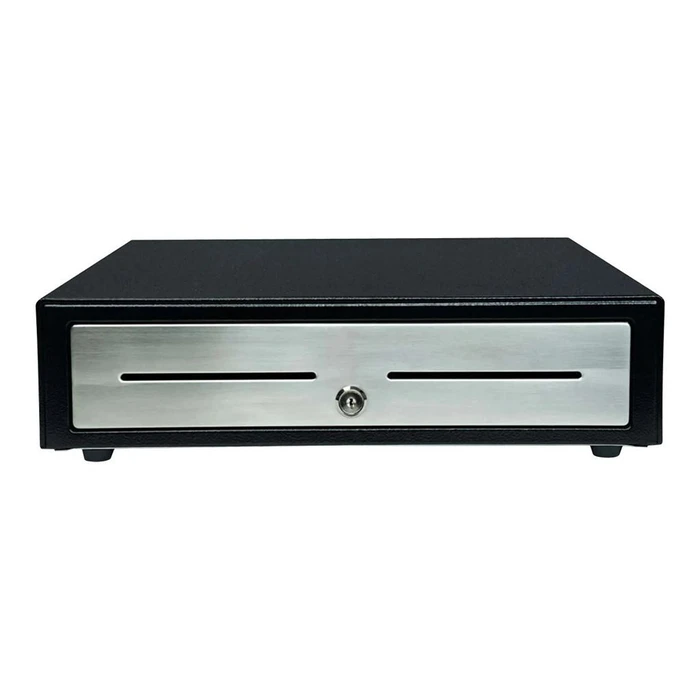Star Micronics Europe Cash Drawer 14 inches Black with Stainless Steel Front 4 Bill 8 Coin