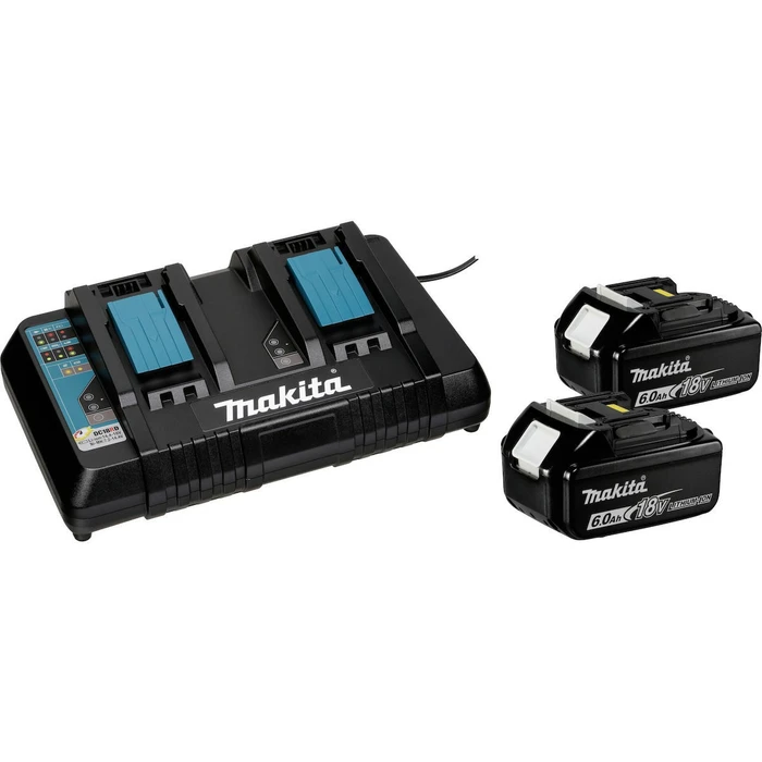 Makita Battery & Charger Set - 2x BL1860B 18V 6Ah Li‑Ion Batteries with Charger (Model 199484-8)