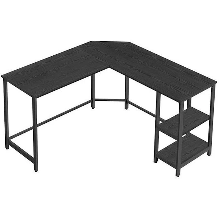 Vasagle Γωνιακό Μεταλλικό Γραφείο 138 x 138 x 75 cm Μαύρο με υφή Ξύλου (LWD072B56)