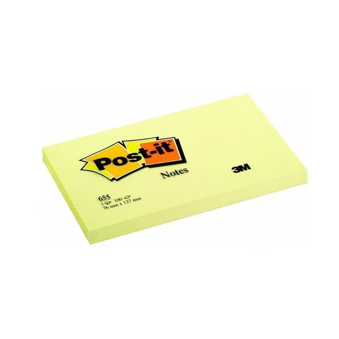 Αυτοκόλλητα Χαρτάκια 3M Post-it 76 x 127 mm (Κίτρινα) - 100 Φύλλα (655-6)
