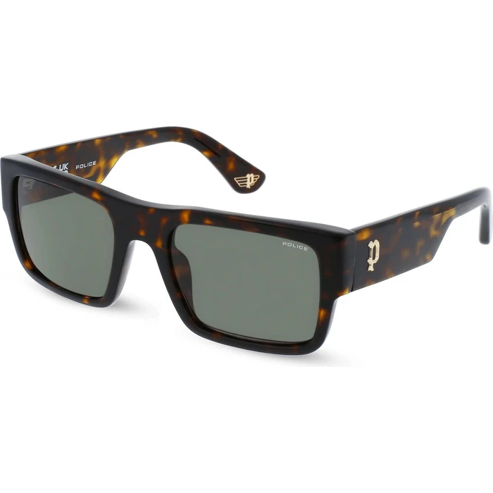Police Ανδρικά Γυαλιά Ηλίου με Καφέ Ταρταρούγα Κοκκάλινο Σκελετό και Πράσινο Φακό SPLL12 0722