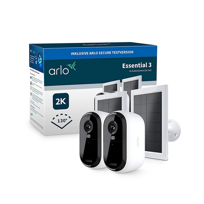 ARLO Essential 3 2K Ασύρματη Κάμερα Ασφαλείας με Ηλιακό Πάνελ (VMK3280-100EUS)