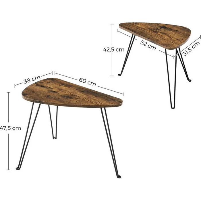 Vasagle Σετ Μεταλλικά Βοηθητικά Τραπέζια Nesting 60 x 38 x 47.5 cm 2 τμχ (LNT012B01) (VASLNT012B01)