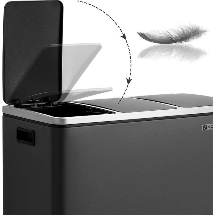 Songmics Triple Pedal Bin Stainless Steel with Soft Close 54 L Black