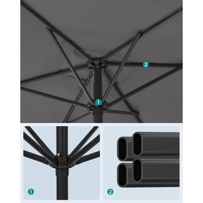SONGMICS Ομπρέλα Κήπου Γκρι 2 x 1.5 μέτρα GPU048G01