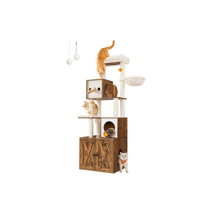 Feandrea Cat Tower With Litter box Height 185 cm, up to 2 cats (PCT15GYZ) (FEAPCT15GYZ)
