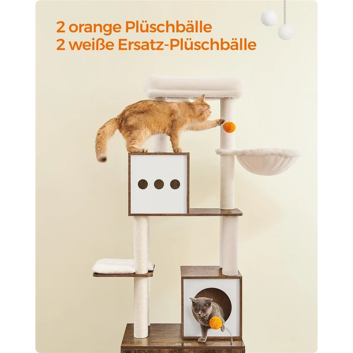 Feandrea Cat Tower With Litter box Height 185 cm, up to 2 cats (PCT15GYZ) (FEAPCT15GYZ)
