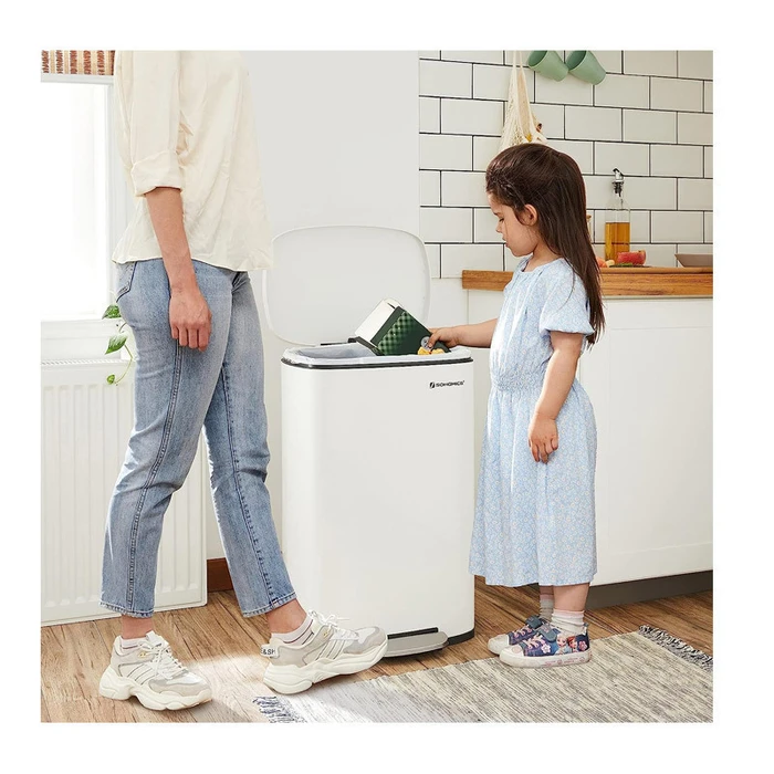 Kitchen Trash Bin SONGMICS 50L White
