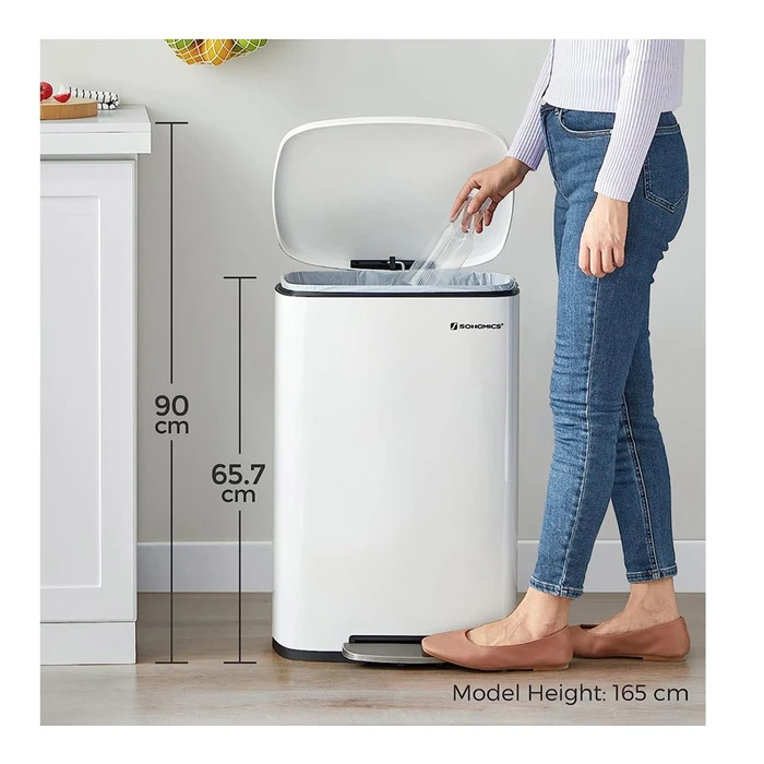 Kitchen Trash Bin SONGMICS 50L White