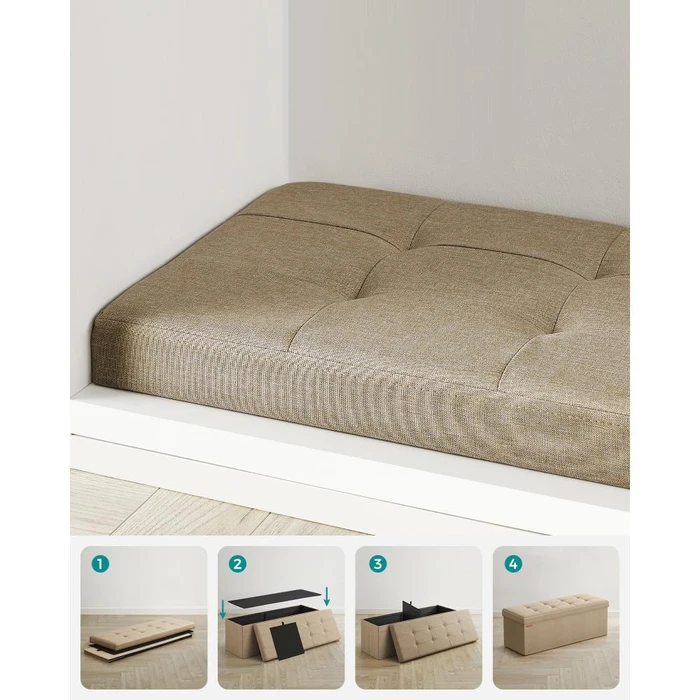 SONGMICS Αναδιπλούμενος Πάγκος Αποθήκευσης 110 x 38 x 38 Καφέ