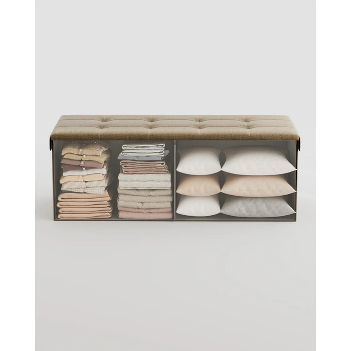 SONGMICS Αναδιπλούμενος Πάγκος Αποθήκευσης 110 x 38 x 38 Καφέ