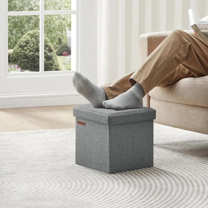 SONGMICS Αναδιπλούμενο Σκαμπό Αποθήκευσης Γκρι 30 x 30 x 30 cm LSF028G02