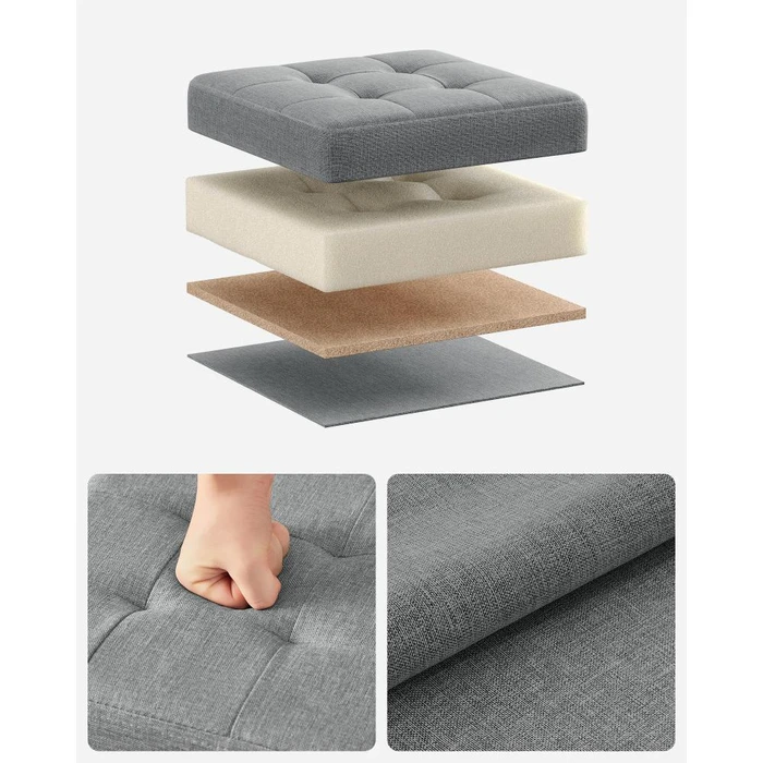 SONGMICS Αναδιπλούμενο Σκαμπό Αποθήκευσης Γκρι 30 x 30 x 30 cm LSF028G02