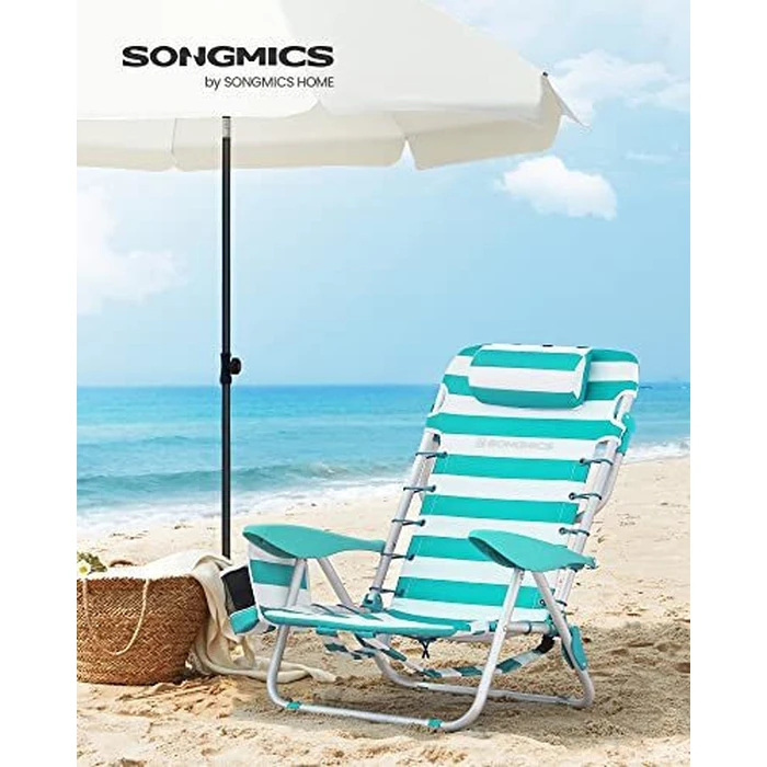 Songmics Καρέκλα Παραλίας Λευκό/Πράσινο GCB62JW