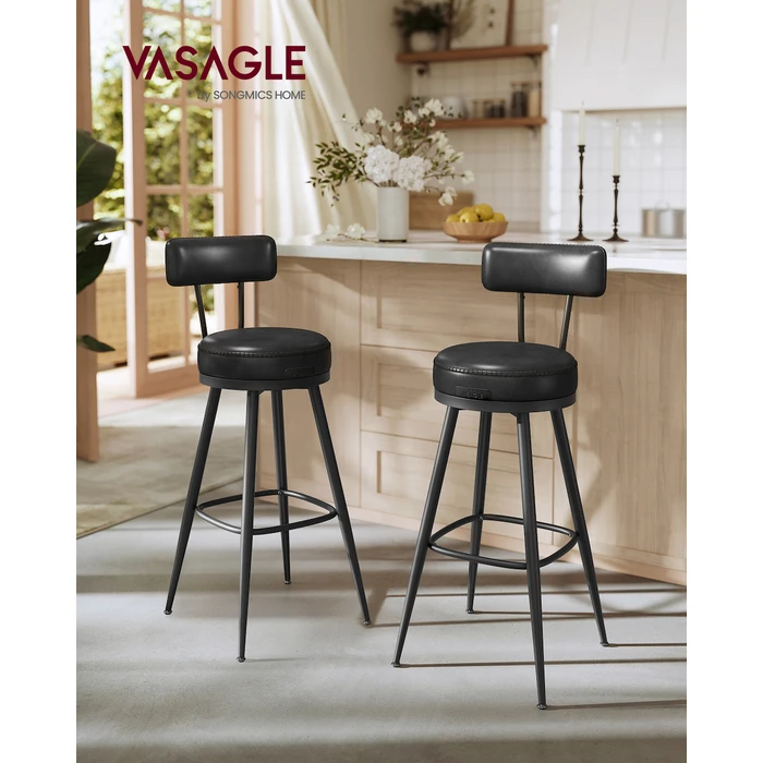 VASAGLE Bar Stools with Back Set of 2