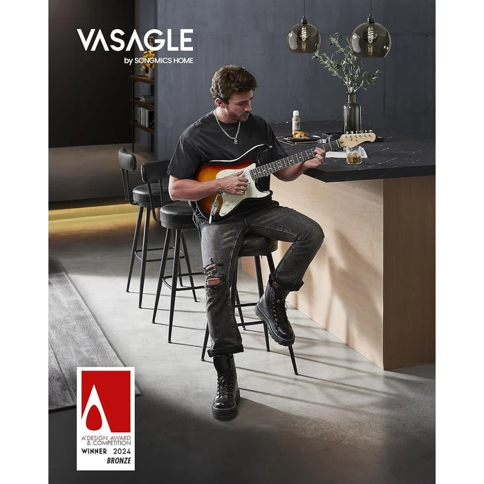 VASAGLE Bar Stools with Back Set of 2