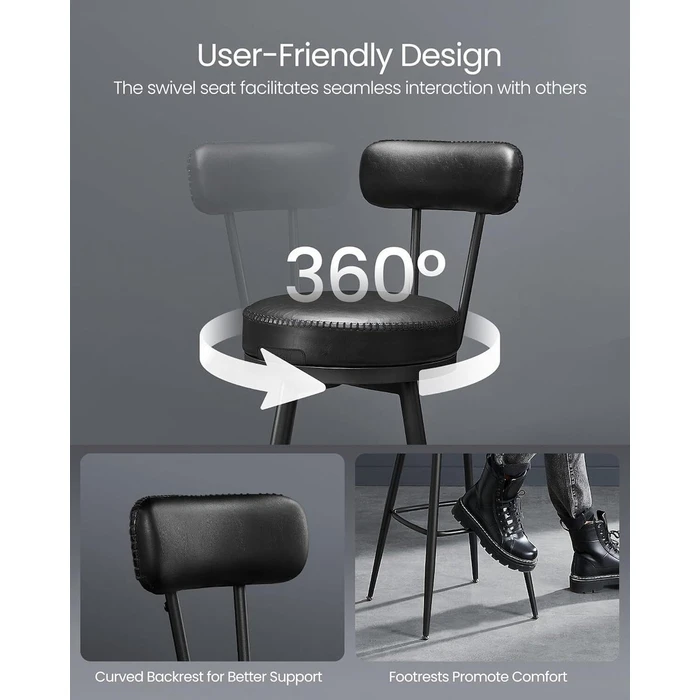VASAGLE Bar Stools with Back Set of 2