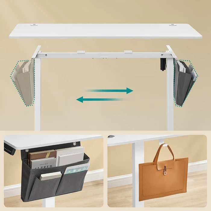 Songmics Μεταλλικό Ηλεκτρικά Ρυθμιζόμενο Γραφείο σε Ύψος 140 x 60 x 72-120cm Λευκό LSD134W01V1