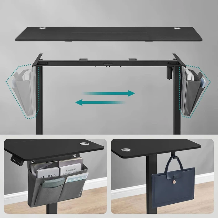 Ηλεκτρικά Ρυθμιζόμενο Γραφείο Songmics 140x60x72-120 εκ, Μαύρο (LSD134BZ01)