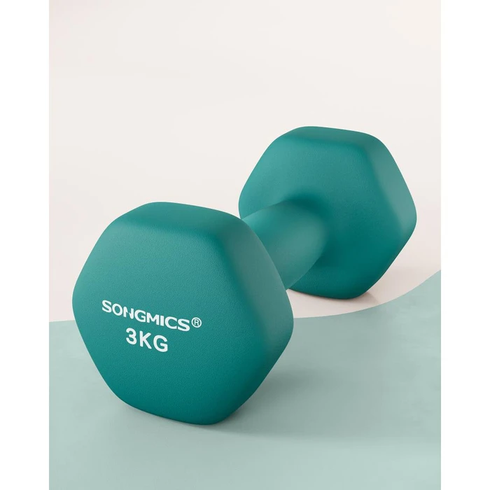 SONGMICS Dumbbells Set of 2 Dumbbells 3 kg Turquoise Green