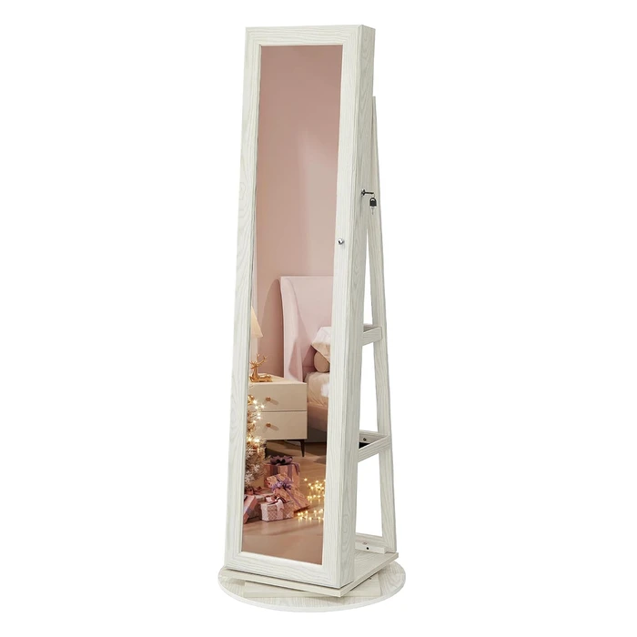 Songmics Jewellery Cabinet with Frameless Full Body Mirror (JJC62WT) (SNGJJC62WT)