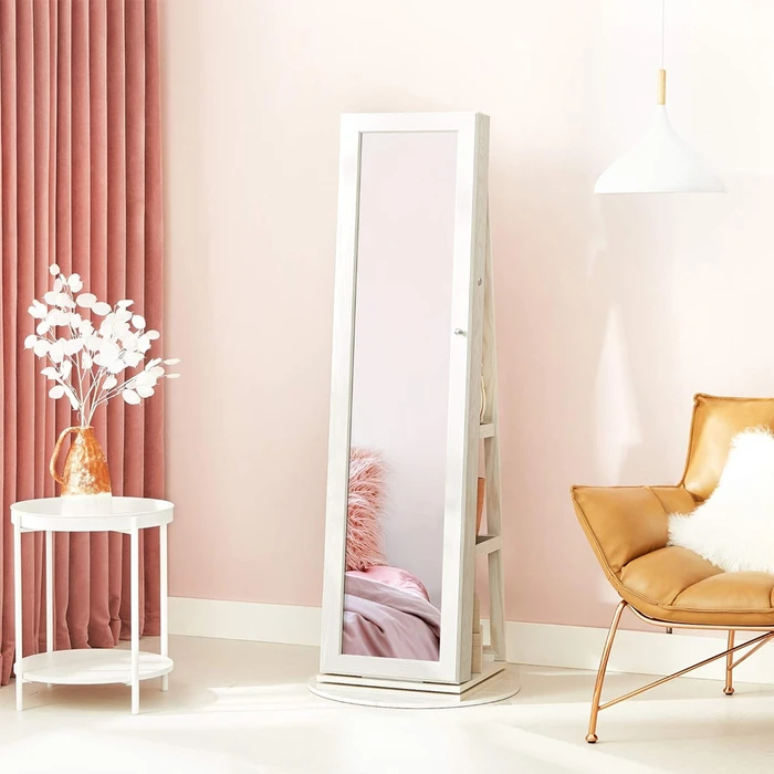 Songmics Jewellery Cabinet with Frameless Full Body Mirror (JJC62WT) (SNGJJC62WT)