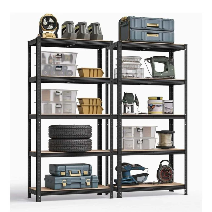 SONGMICS Heavy Duty Metal Shelving Unit Set of 2 5 Tier Black GLR042B01