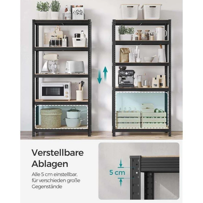 SONGMICS Heavy Duty Metal Shelving Unit Set of 2 5 Tier Black GLR042B01