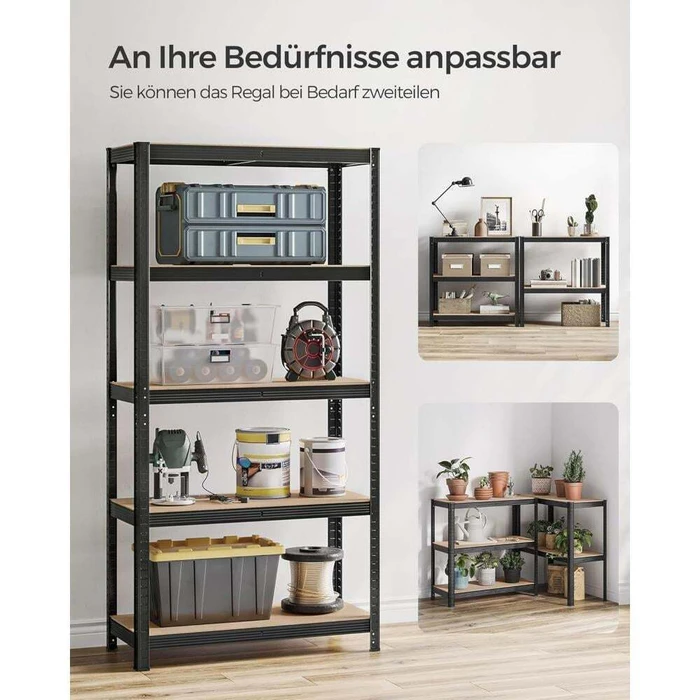 SONGMICS Heavy Duty Metal Shelving Unit Set of 2 5 Tier Black GLR042B01