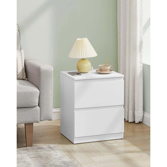 VASAGLE κομοδίνο με ενσωματωμένη πρίζα και 2 θύρες USB λευκό 2 τεμάχια