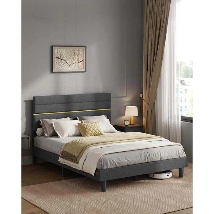 SONGMICS Διπλό Κρεβάτι Γκρι RMB504G01