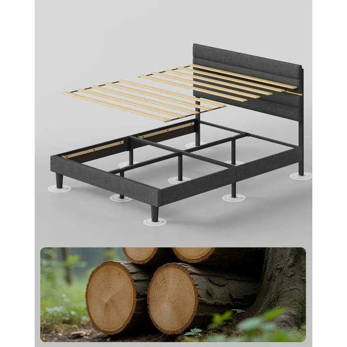 SONGMICS Διπλό Κρεβάτι Γκρι RMB504G01