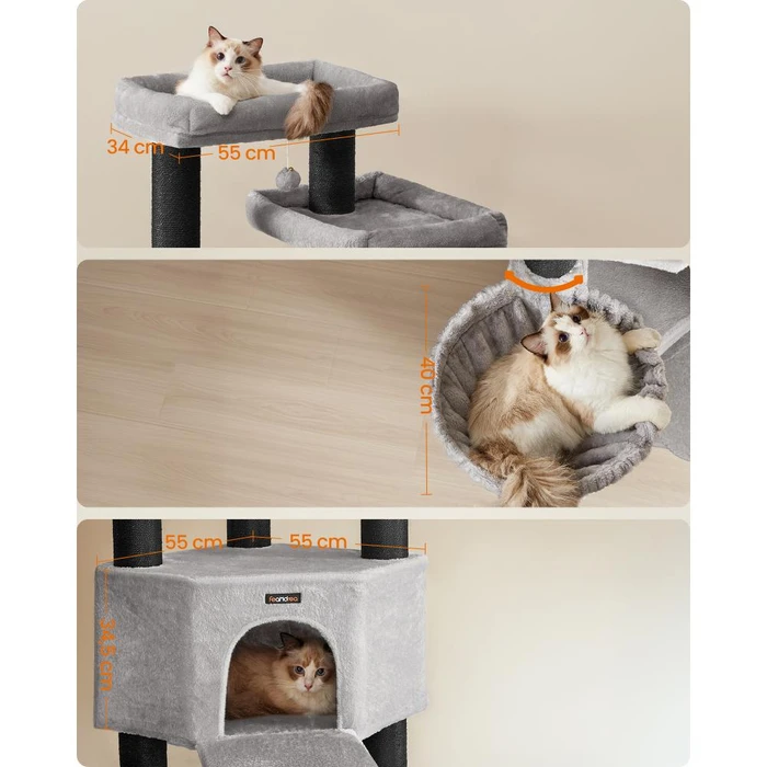 Feandrea Cat Tower XXl, Height 186.7 cm, up to 4 Cats, Σκούρο Γκρι & Μαύρο (PCT008G02) (FEAPCT008G02)