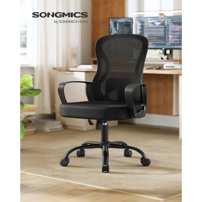 SONGMICS Εργονομική περιστρεφόμενη καρέκλα γραφείου mesh μαύρη OBN043BH02