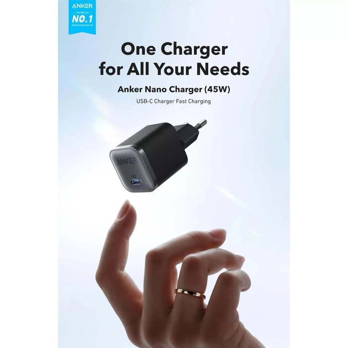 Anker Φορτιστής Τοίχου Nano GaN USB-C 45W - Μαύρος
