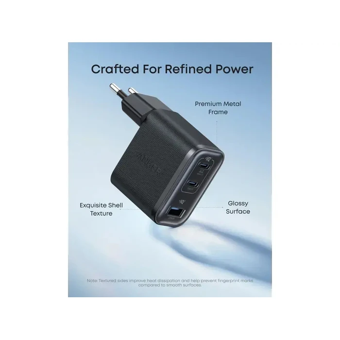 Anker Wall Charger Nano 70W (2x USB-C, 1x USB-A) Foldable Plug Black/Grey