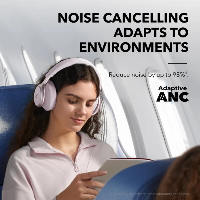 Anker Space One Ασύρματα / Ενσύρματα Over Ear Ακουστικά με 55 ώρες Λειτουργίας - Ροζ