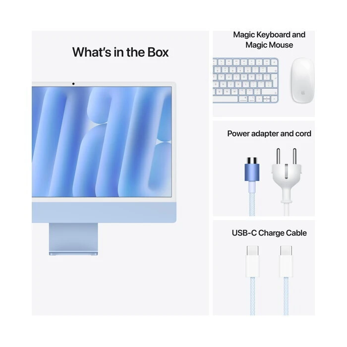 Apple iMac 24" Retina 4.5K (2024) M4, 16GB RAM, 256GB SSD, 8‑core GPU, Blue (MWUF3D/A)
