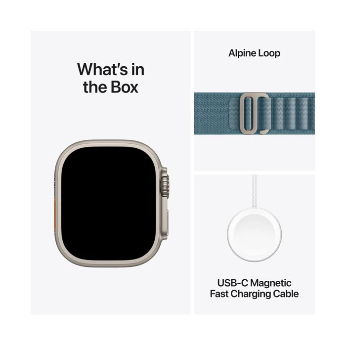 Apple Watch Ultra 3 Titanium 49mm Αδιάβροχο με eSIM και Παλμογράφο (Natural Titanium Case with Light Blue Alpine Loop - Small)