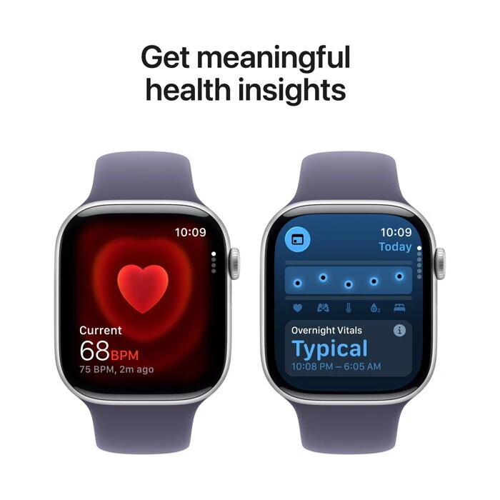 Apple Watch Series 11 Aluminium 42mm Αδιάβροχο με Παλμογράφο (Silver Aluminium Case with Purple Fog Sport Band - M/L)