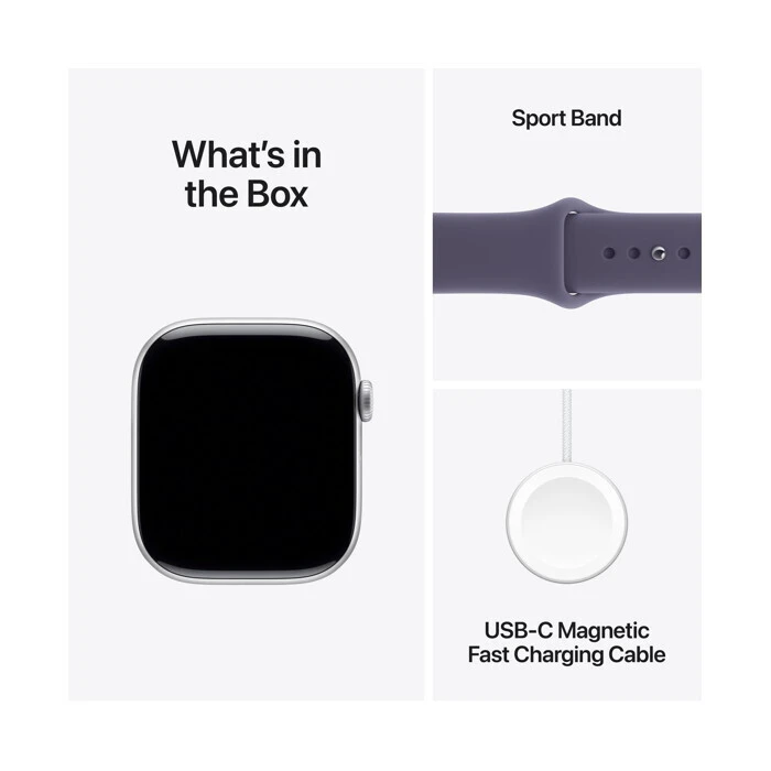 Apple Watch Series 11 Aluminium 42mm Αδιάβροχο με Παλμογράφο (Silver Aluminium Case with Purple Fog Sport Band - M/L)