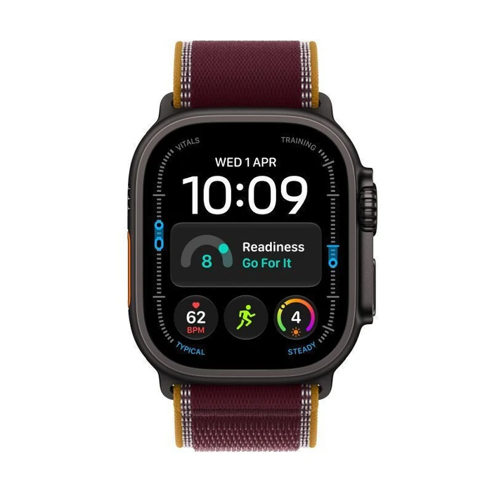 Apple Watch Ultra 4 Titanium 49mm (Black Titanium με Burgundy Trail Loop - M/L)