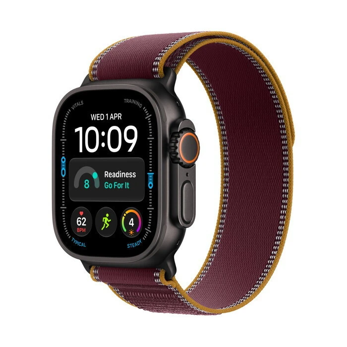 Apple Watch Ultra 4 Titanium 49mm (Black Titanium με Burgundy Trail Loop - M/L)