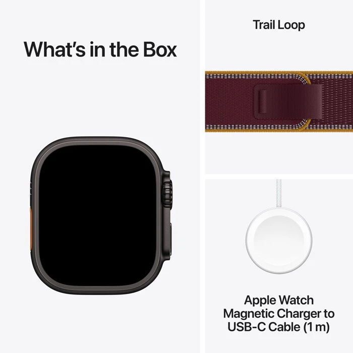 Apple Watch Ultra 4 Titanium 49mm (Black Titanium με Burgundy Trail Loop - M/L)