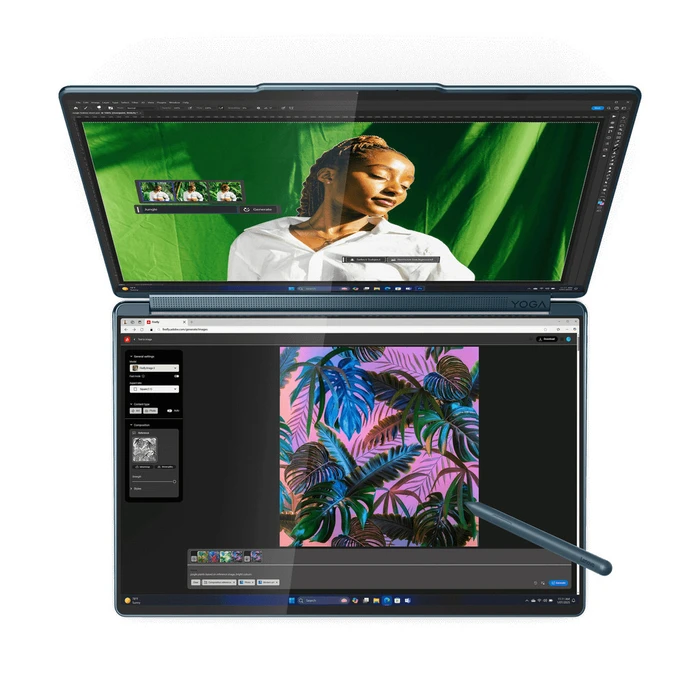 Lenovo Yoga Book 9 14IAH10  Dual 14" OLED Touchscreens, Core Ultra 7-255H / 32GB / 1TB SSD, Windows 11 Home (Tidal Teal)