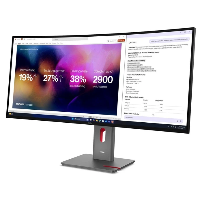 Lenovo ThinkVision P40WD-40 39.7'' (5120x2160) Ultrawide Curved IPS 21:9 120Hz HDR Thunderbolt 4 USB‑C HDMI 2.1