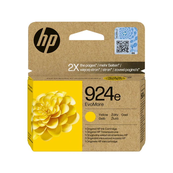 HP 924e EvoMore Yellow Original Ink Cartridge (4K0U9NE) - approx. 800 pages