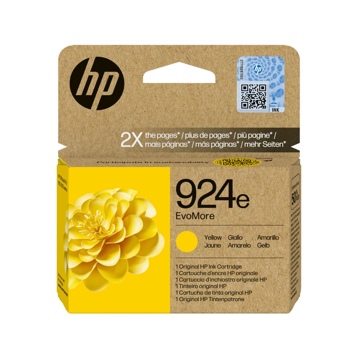 HP 924e EvoMore Yellow Original Ink Cartridge (4K0U9NE) - approx. 800 pages