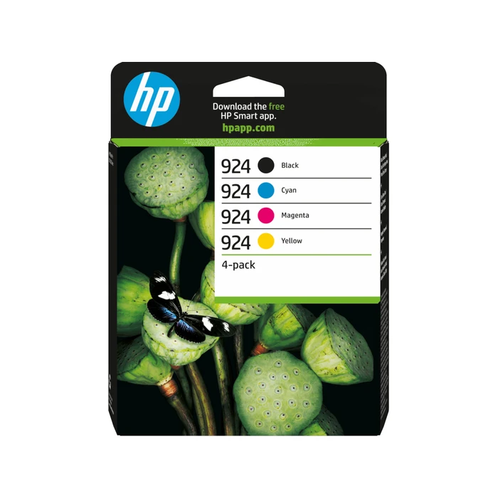 HP 924 4-Pack Original Ink Cartridges CMYK (Black, Cyan, Magenta, Yellow) - 6C3Z1NE